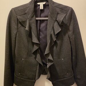 Grey Ruffle Zip Jacket
